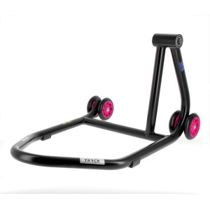 Béquille de stand monobras droite BIHR Home Track noir mat roues rose