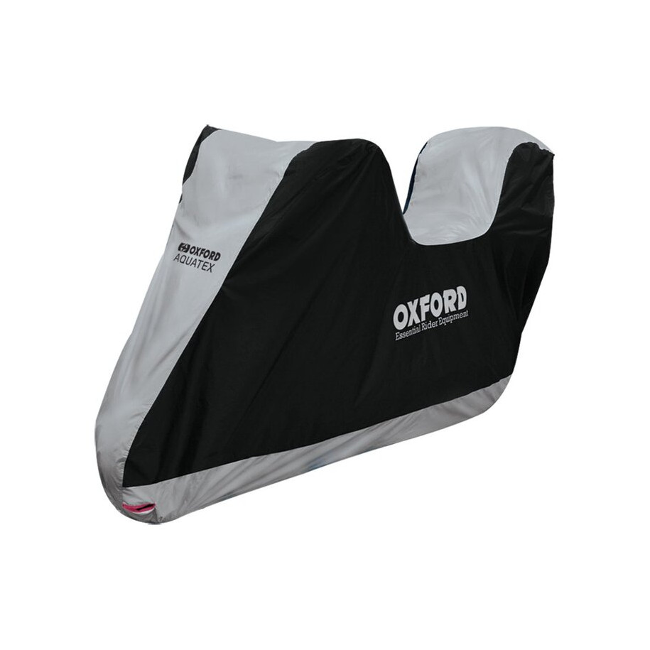Housse de protection intérieur / extérieur OXFORD Aquatex noir/argent - moto / scooter avec Top case - XL