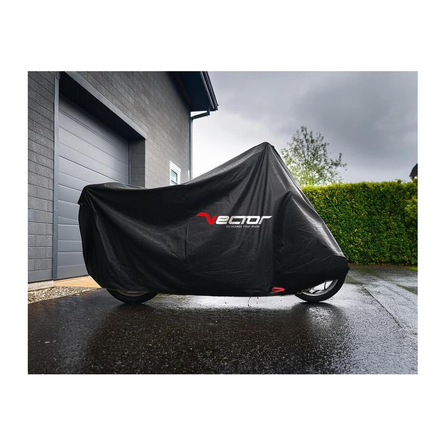 Housse de protection extérieure VECTOR Heavy Duty pour moto/scooter avec top case et bulle haute - noir - 2XL