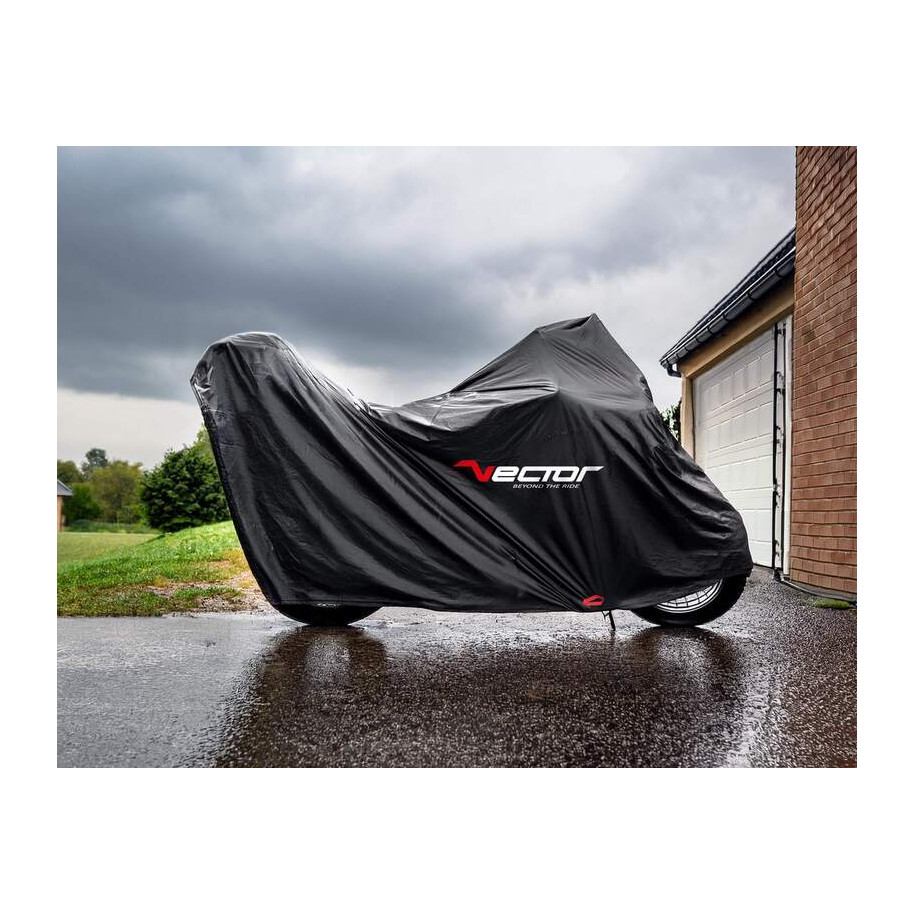 Housse de protection intérieure/extérieure VECTOR H20 pour moto/scooter avec top case - noir - L