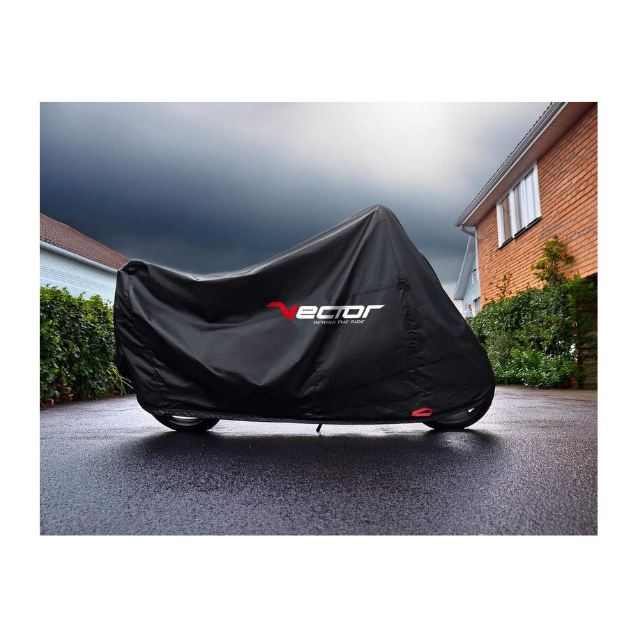 Housse de protection intérieure/extérieure VECTOR H20 pour moto/scooter avec bulle haute - noir - L