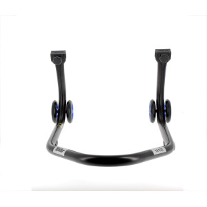 Béquille de stand arrière BIHR Home Track supports en "V" noir mat roues bleu