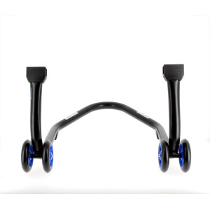 Béquille de stand arrière BIHR Home Track supports en "V" noir mat roues bleu