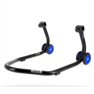 Béquille de stand arrière BIHR Home Track supports en "V" noir mat roues bleu