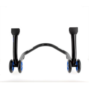 Béquille de stand arrière BIHR Home Track supports en "L" noir mat roues bleu