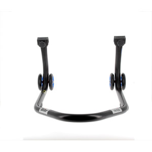Béquille de stand arrière BIHR Home Track supports en "L" noir mat roues bleu