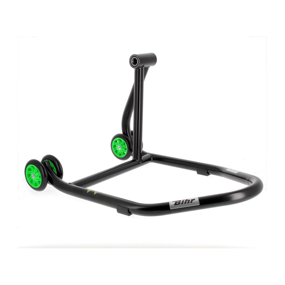 Béquille de stand monobras droite BIHR Home Track noir mat roues vert