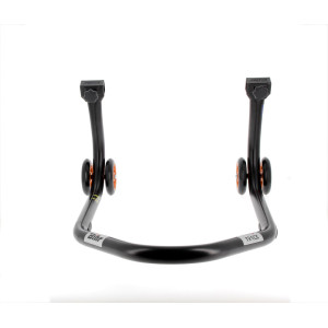 Béquille de stand arrière BIHR Home Track supports en "V" noir mat roues orange