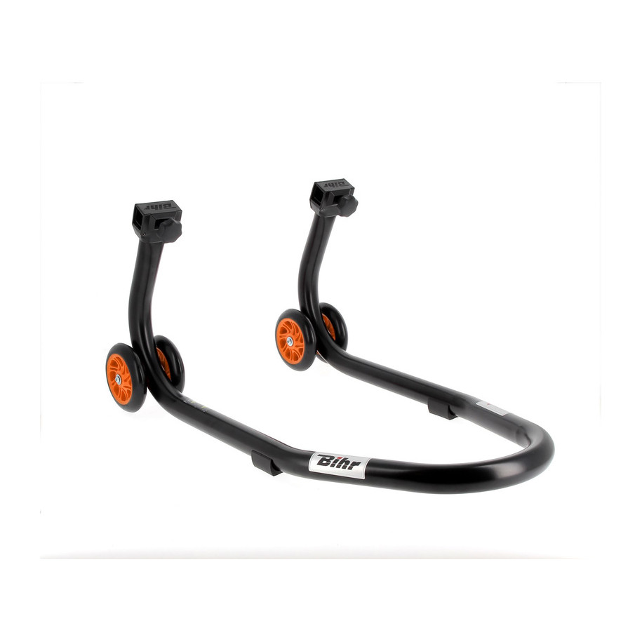 Béquille de stand avant BIHR Home Track noir mat roues orange