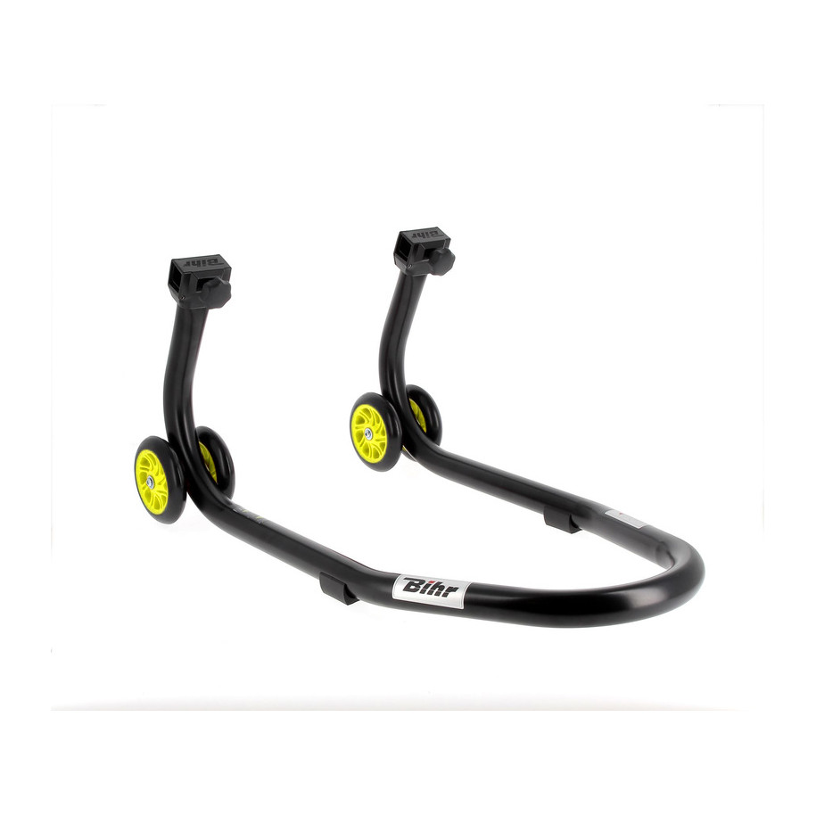 Béquille de stand avant BIHR Home Track noir mat roues jaune