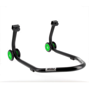 Béquille de stand arrière BIHR Home Track supports en "L" noir mat roues vert