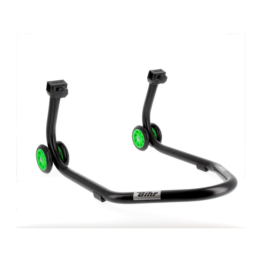 Béquille de stand arrière BIHR Home Track supports en "L" noir mat roues vert