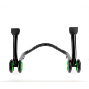 Béquille de stand arrière BIHR Home Track supports en "L" noir mat roues vert