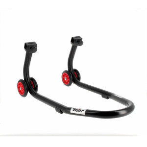 Béquille de stand avant BIHR Home Track noir mat roues rouge