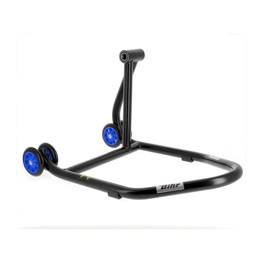 Béquille de stand monobras droite BIHR Home Track noir mat roues bleu