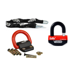 Kit antivol VECTOR Bloque-disque MiniMax+ Ø16mm + Chaîne Ø13mm / 1,3m + Fixation Ø22mm