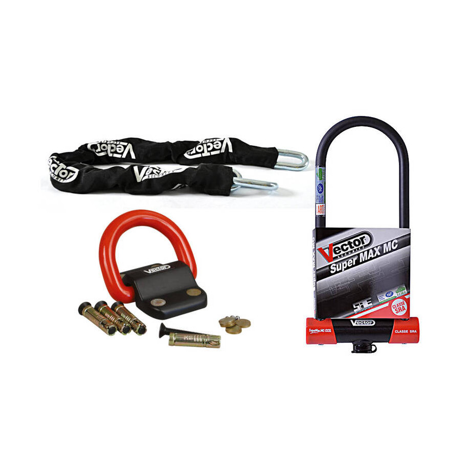 Kit antivol VECTOR Antivol U SuperMax L2 Ø16mm + Chaîne Ø13mm / 1,3m + Fixation Ø22mm