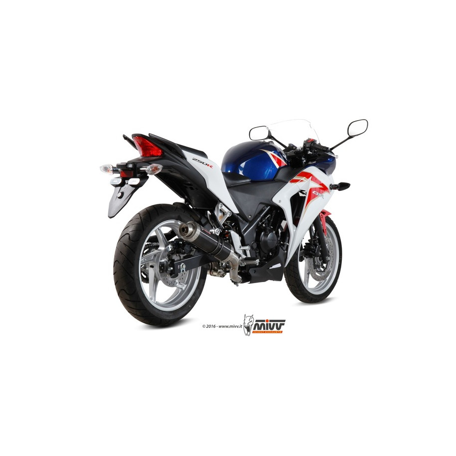 Silencieux MIVV GP inox brossé noir/casquette inox Honda CBR250R