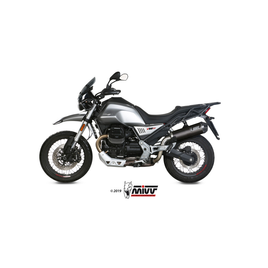 Silencieux MIVV Oval carbone/casquette carbone Moto Guzzi V85TT