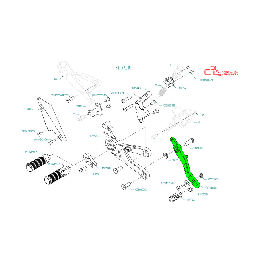 Ensemble leviers de frein LIGHTECH arrière FTRYA016