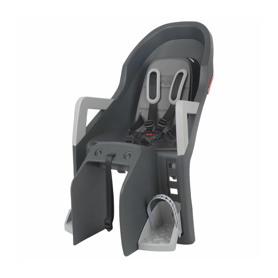 Siège enfant de vélo arrière POLISPORT Guppy Maxi+ CFS fixation porte-bagages - gris foncé/argent