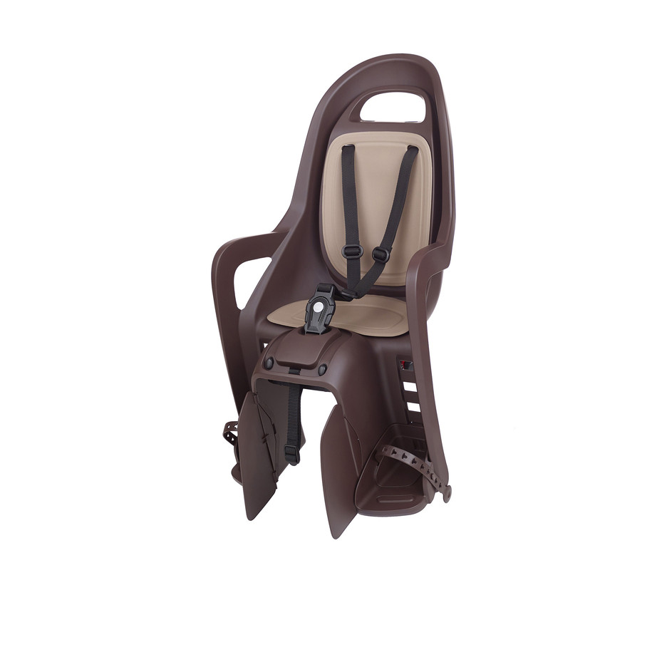 Siège enfant de vélo arrière POLISPORT Groovy Maxi CFS fixation porte-bagages - brun foncé/brun
