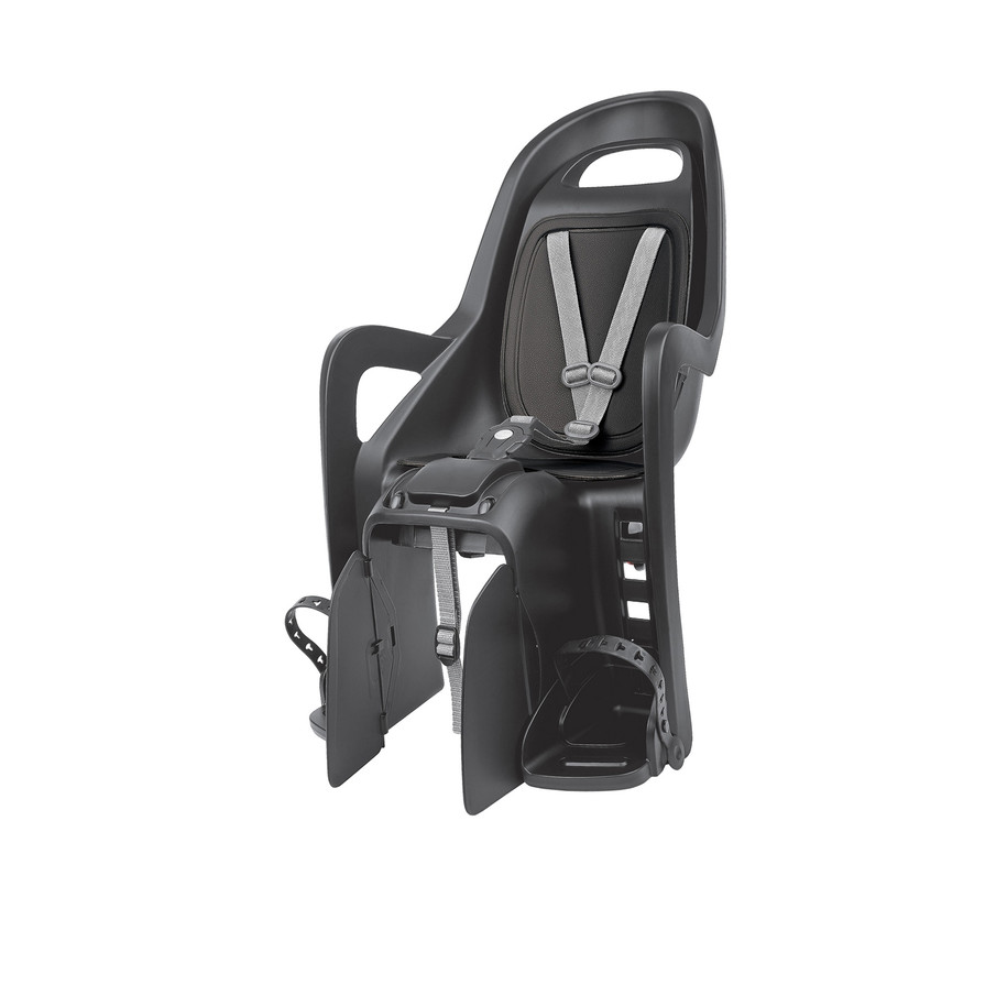 Siège enfant de vélo arrière POLISPORT Groovy Maxi CFS fixation porte-bagages - noir/gris foncé