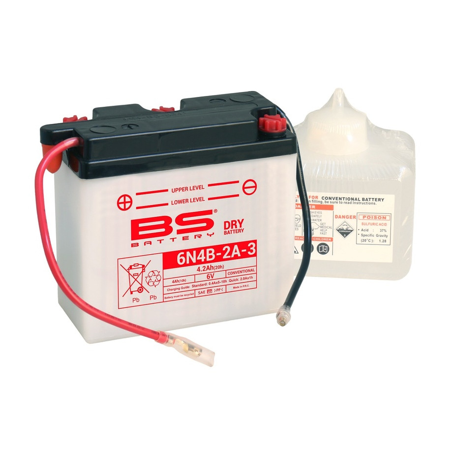 Batterie BS BATTERY conventionnelle avec pack acide - 6N4B-2A-3