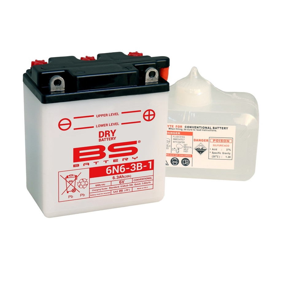 Batterie BS BATTERY conventionnelle avec pack acide - 6N6-3B-1