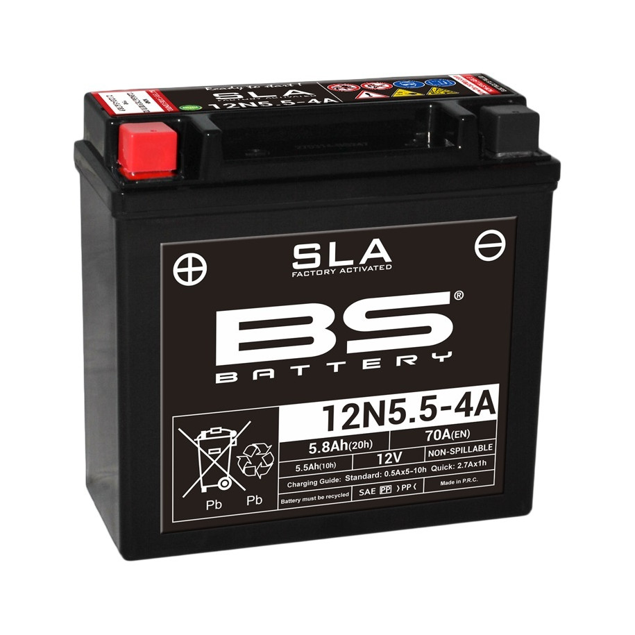 Batterie BS BATTERY SLA sans entretien activé usine - 12N5.5-4A/4B