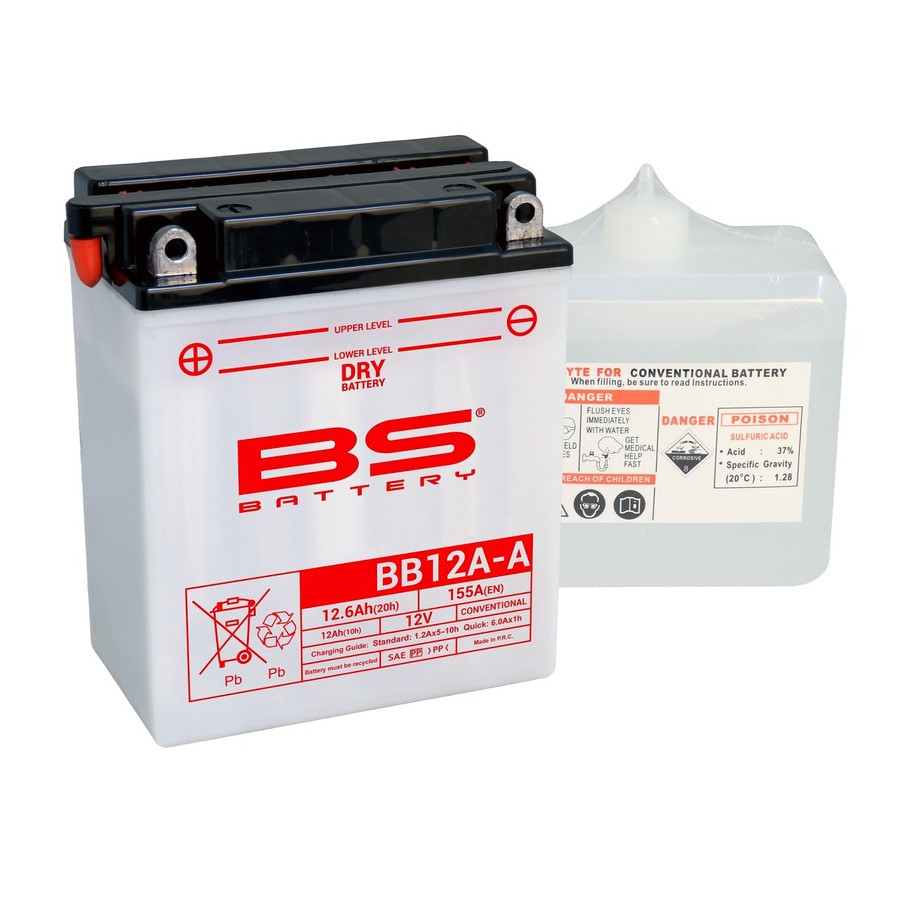 Batterie BS BATTERY Haute-performance avec pack acide - BB12A-A