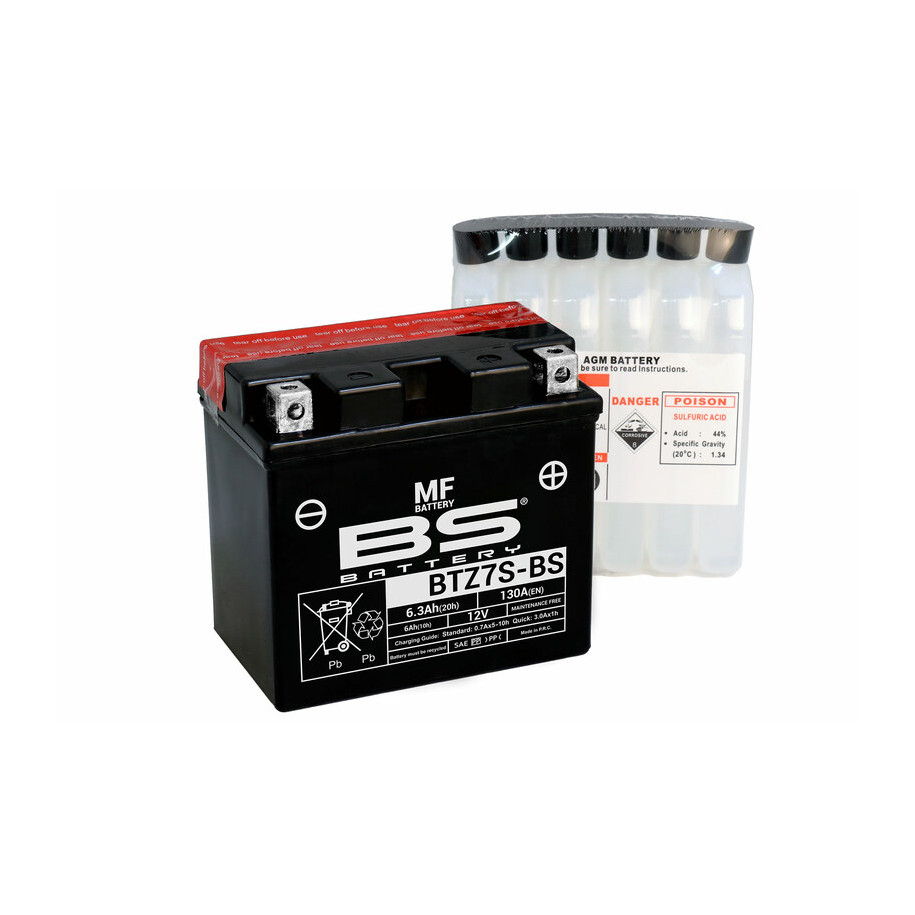 Batterie BS BATTERY sans entretien avec pack acide - BTZ7S-BS