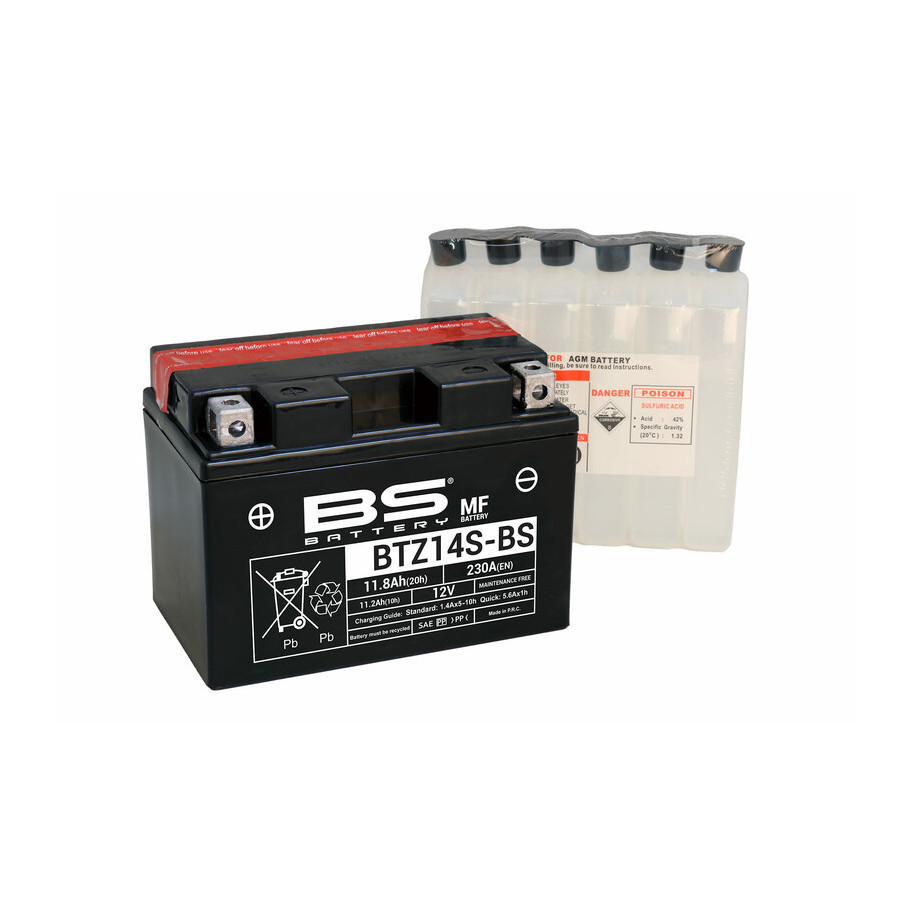 Batterie BS BATTERY sans entretien avec pack acide - BTZ14S-BS