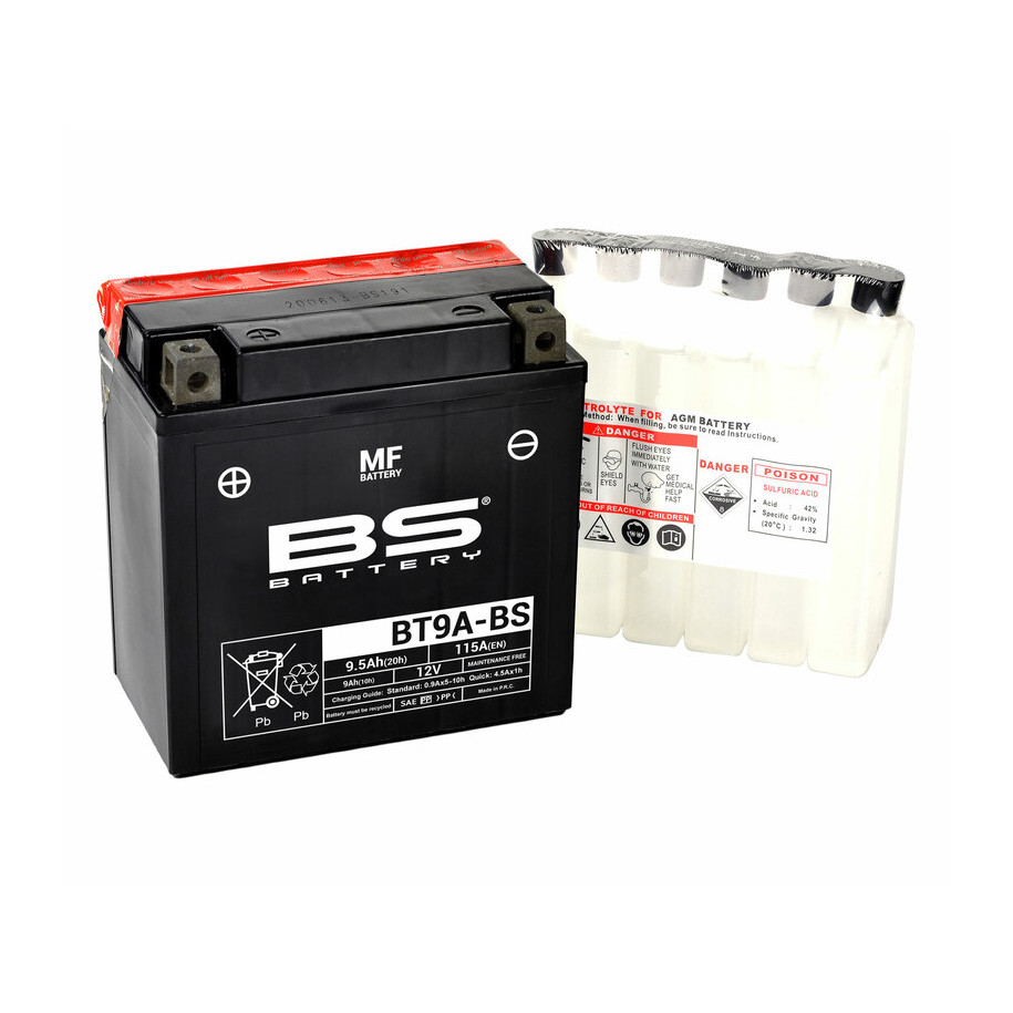 Batterie BS BATTERY sans entretien avec pack acide - BT9A-BS