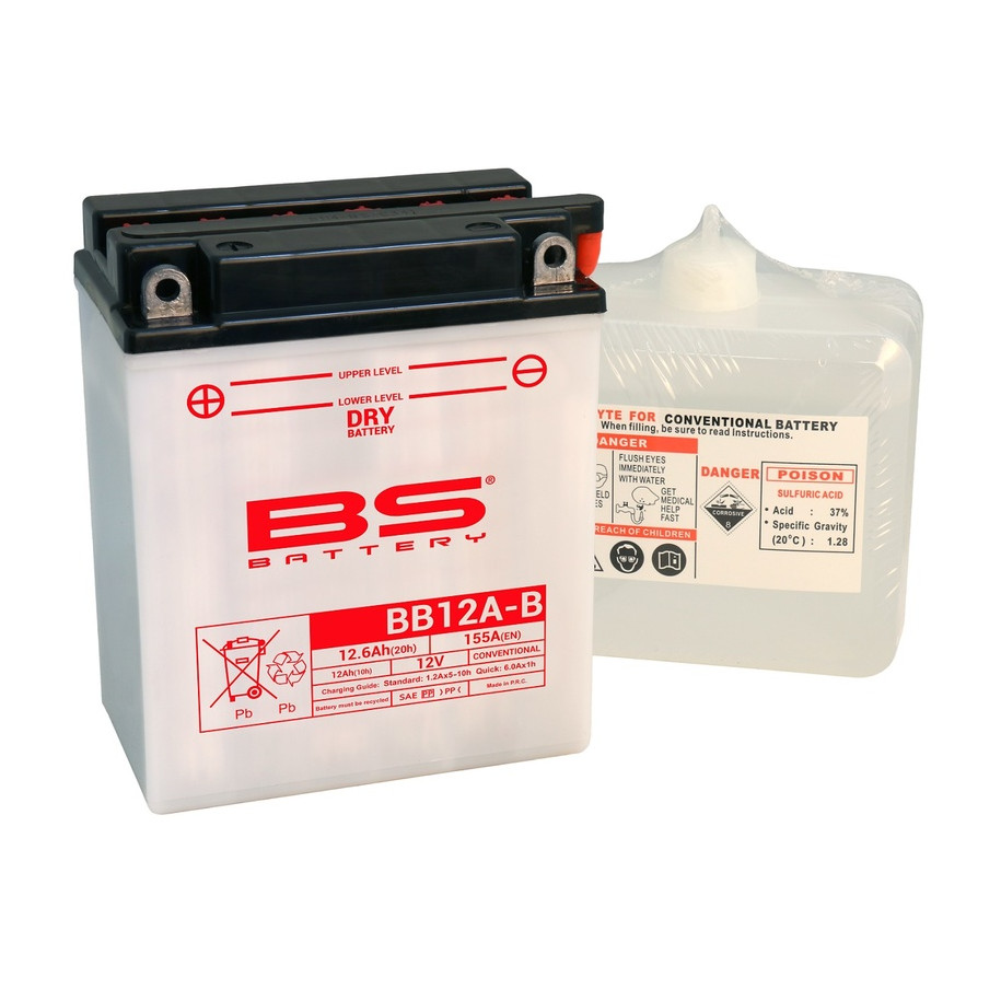 Batterie BS BATTERY Haute-performance avec pack acide - BB12A-B