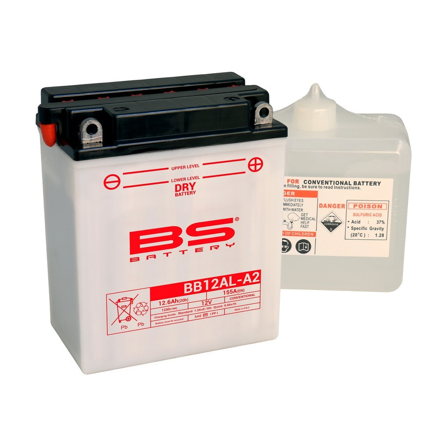 Batterie BS BATTERY Haute-performance avec pack acide - BB12AL-A2