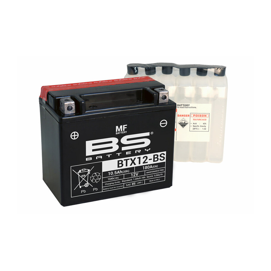 Batterie BS BATTERY sans entretien avec pack acide - BTX12-BS