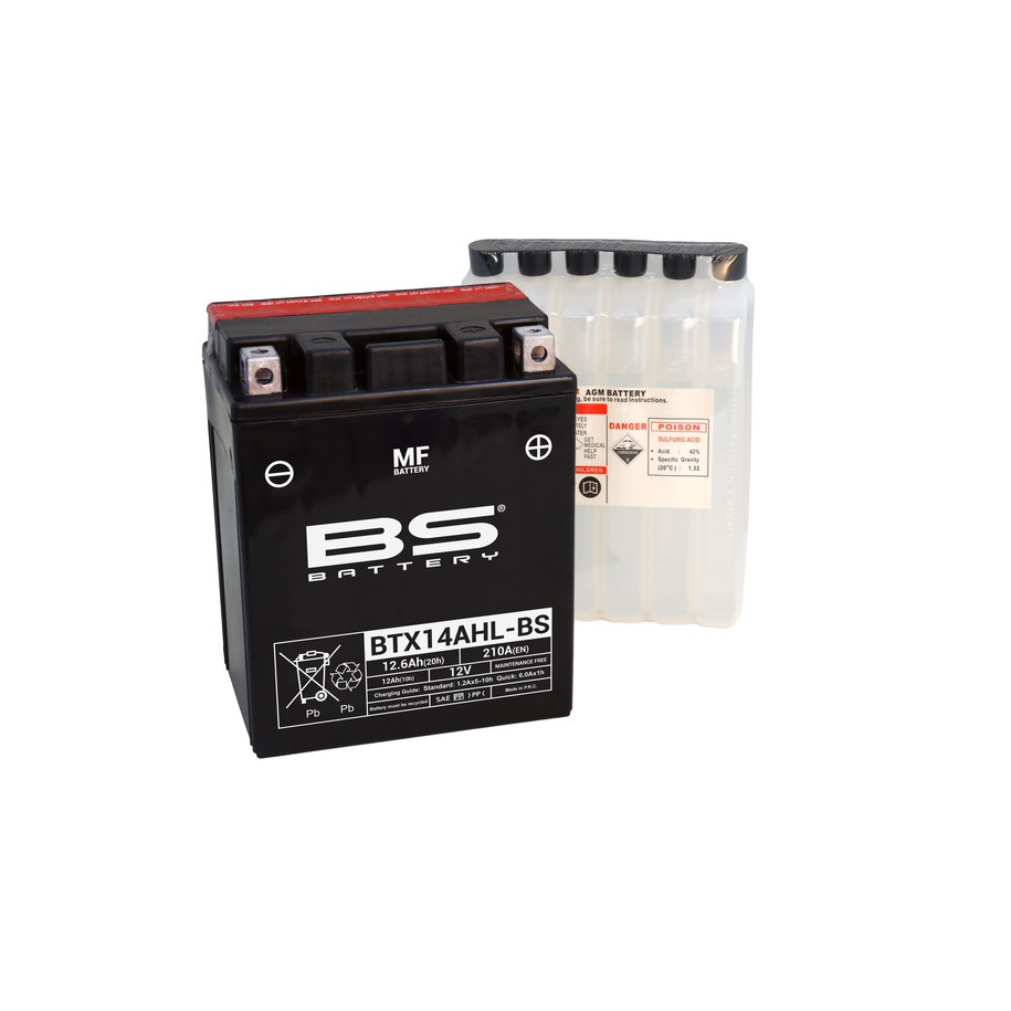 Batterie BS BATTERY sans entretien avec pack acide - BTX14AHL-BS