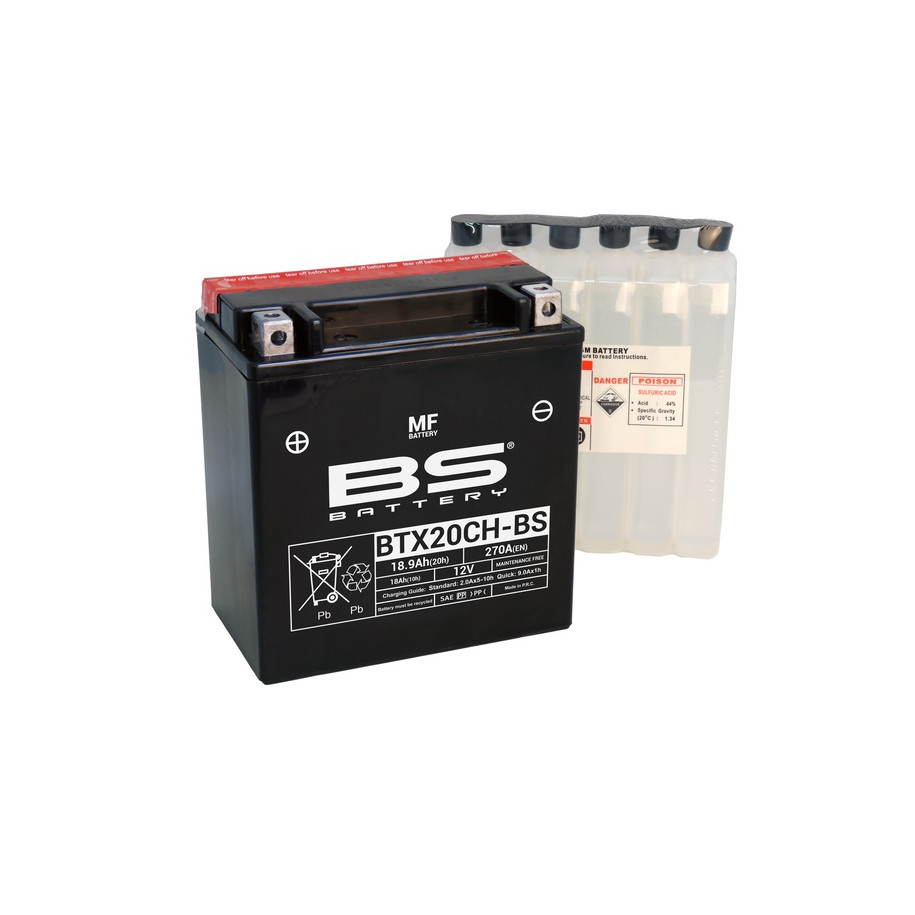 Batterie BS BATTERY sans entretien avec pack acide - BTX20CH-BS