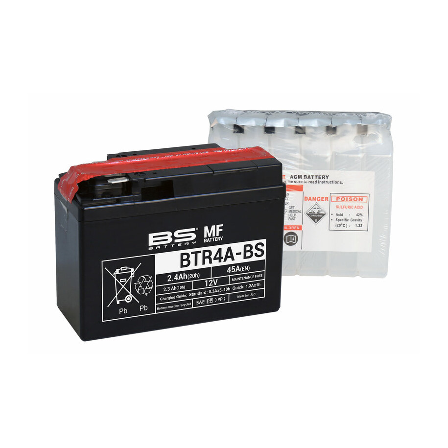 Batterie BS BATTERY sans entretien avec pack acide - BTR4A-BS