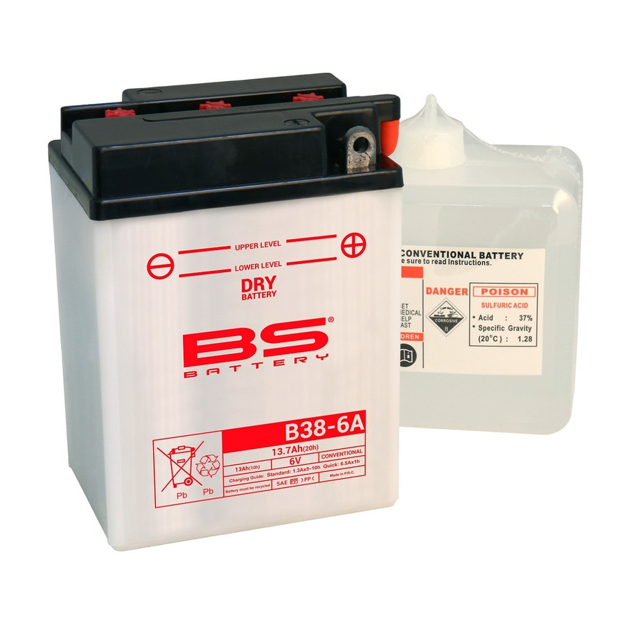 Batterie BS BATTERY conventionnelle avec pack acide - B38-6A