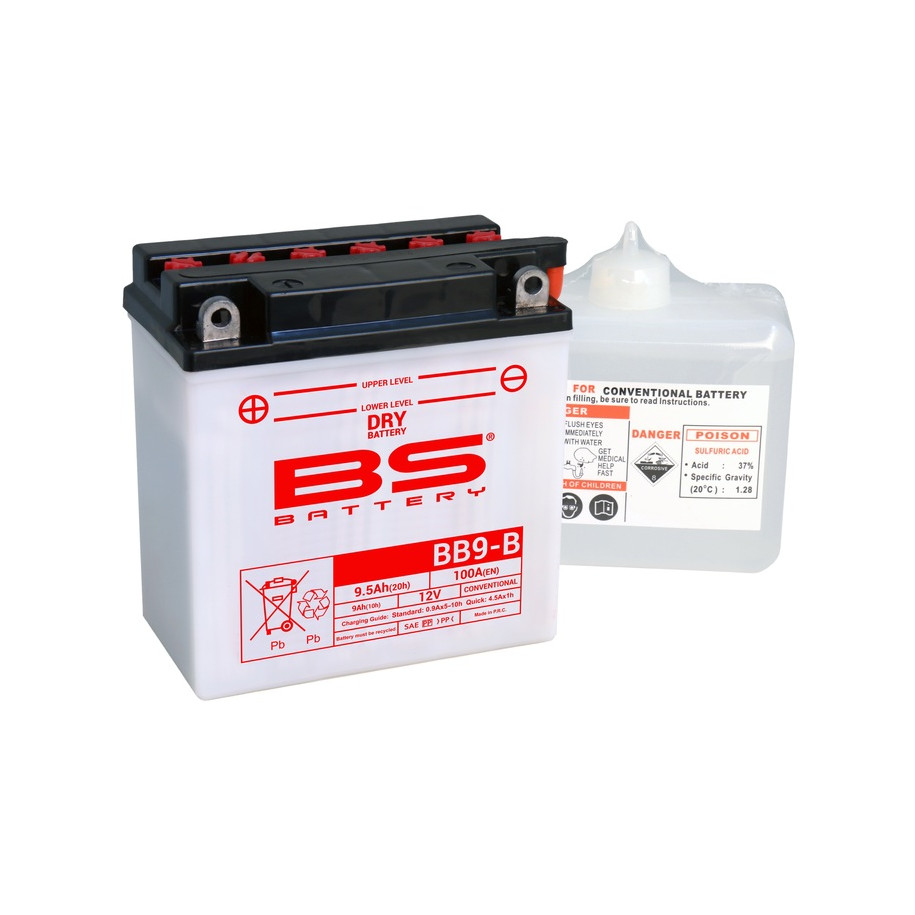 Batterie BS BATTERY Haute-performance avec pack acide - BB9-B