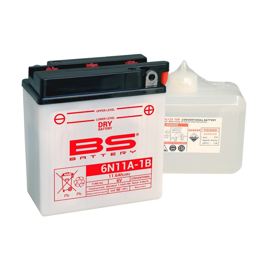 Batterie BS BATTERY conventionnelle avec pack acide - 6N11A-1B