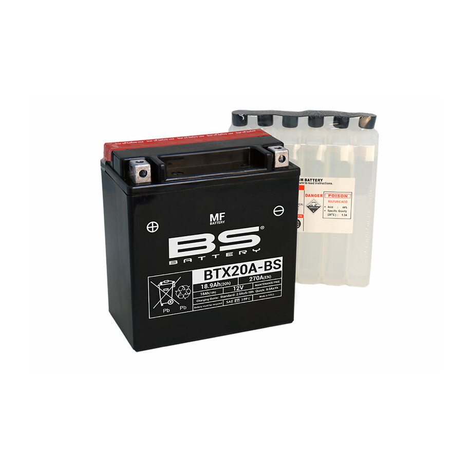 Batterie BS BATTERY sans entretien avec pack acide - BTX20A-BS