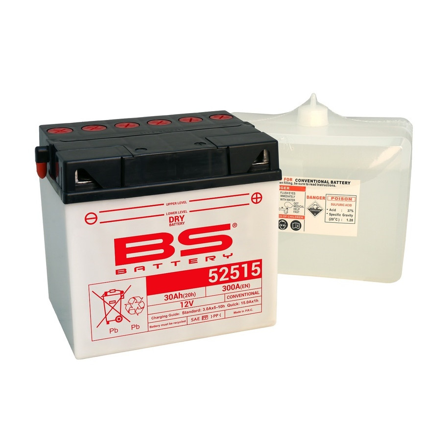 Batterie BS BATTERY conventionnelle avec pack acide - 52515 (B60N30L-A)