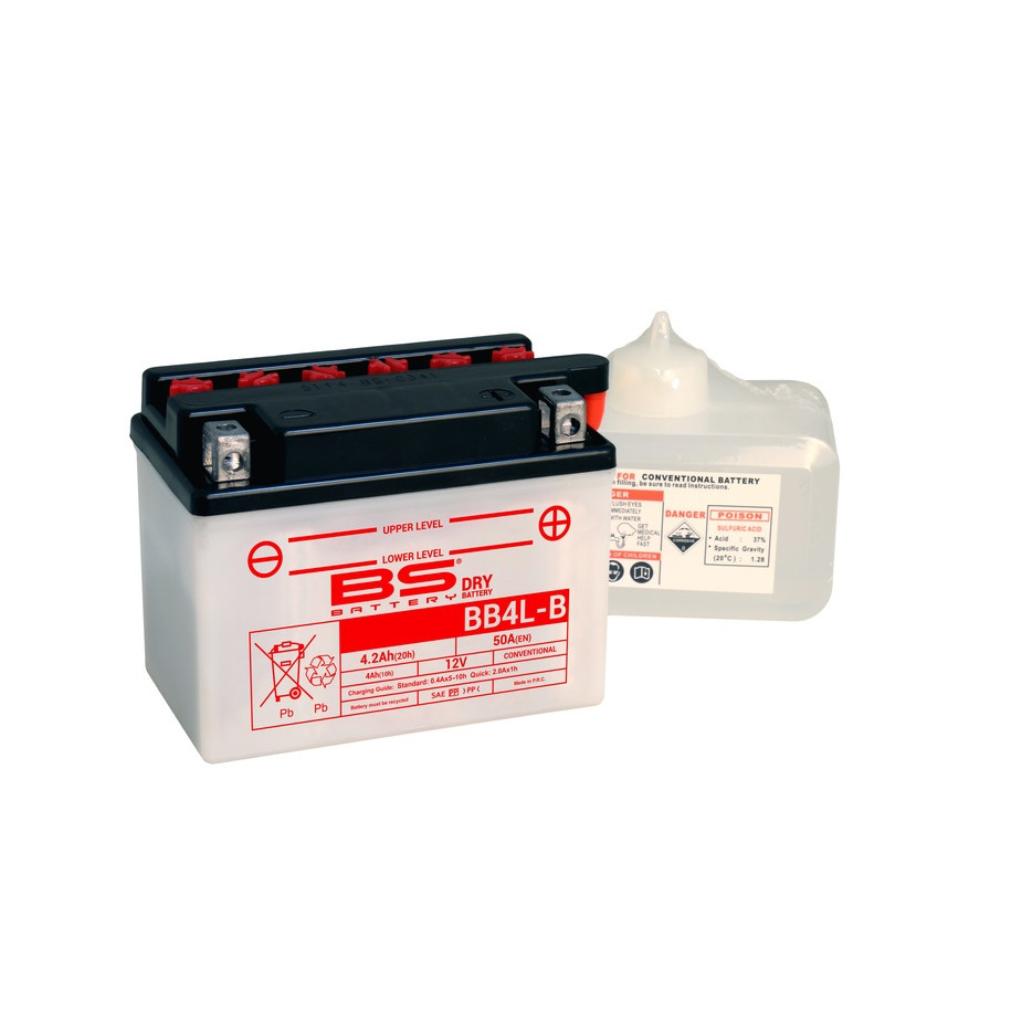 Batterie BS BATTERY Haute-performance avec pack acide - BB4L-B