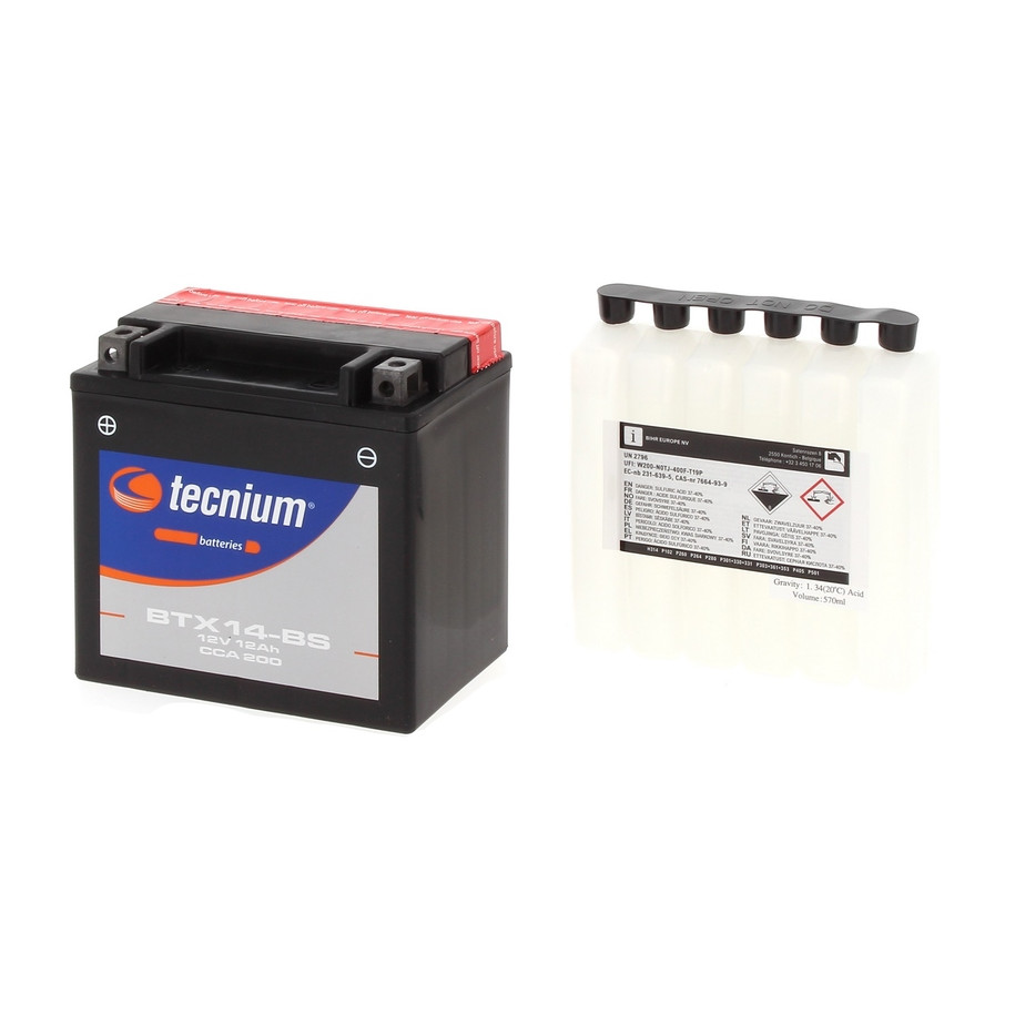 Batterie TECNIUM sans entretien avec pack acide - BTX14-BS