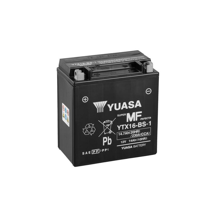 Batterie YUASA sans entretien avec pack acide - YTX16-BS-1