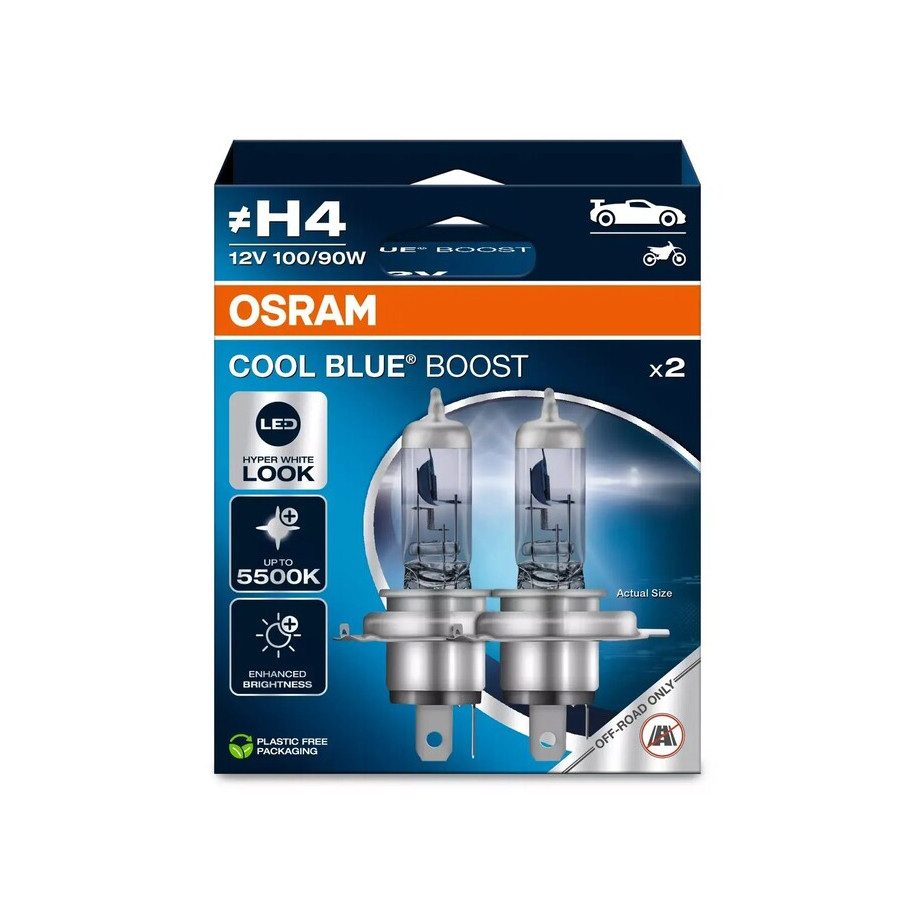 Ampoule OSRAM Cool Blue Boost H4 12V/100/90W - X2