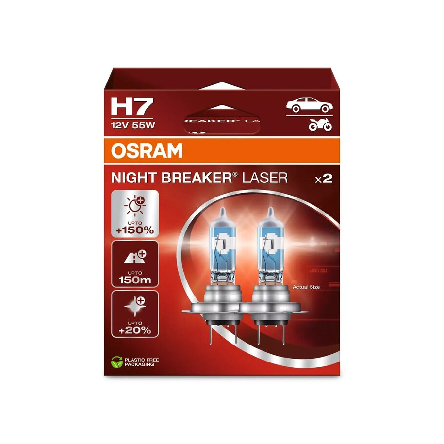 Ampoules OSRAM H7 Night Breaker Laser 12V 55W PX26d - par paire
